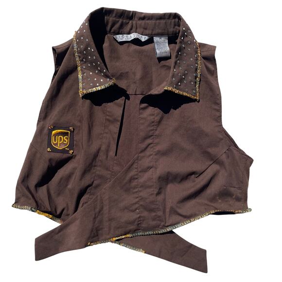 Youth Sequin UPS Shirt Costume Front Tie - Picture 1 of 6